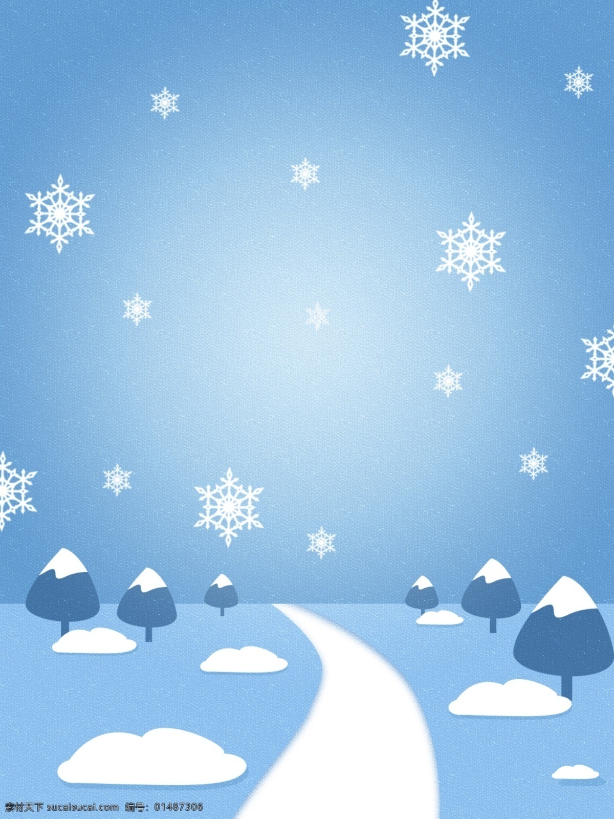 纯 原创 卡通 扁平 插画 蓝色 冬天 下雪 背景 雪景背景 雪花背景 卡通背景 简约背景 冬天背景 下雪背景