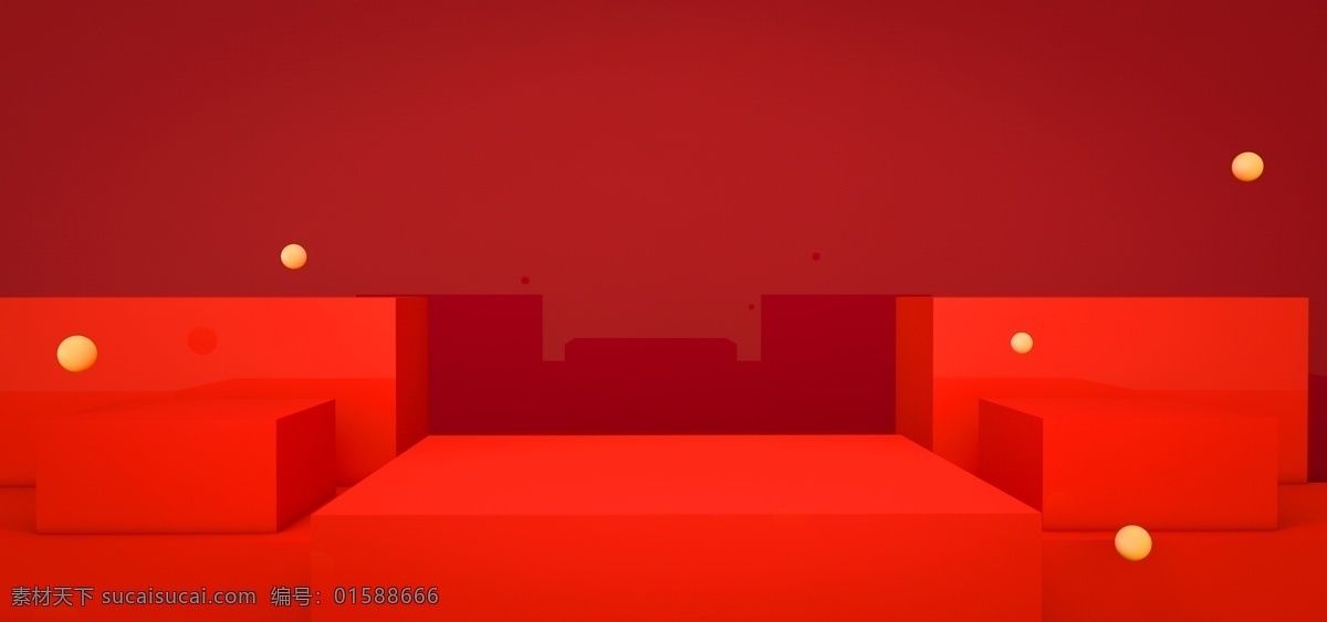 c4d 红色 盒子 堆积 舞台 背景 空间 简单