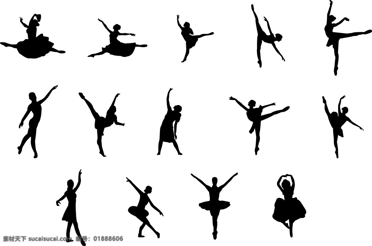 优美 舞蹈 剪影 矢量图 芭蕾舞 健身 跳舞 舞蹈剪影 优美舞蹈 专业舞蹈 其他矢量图
