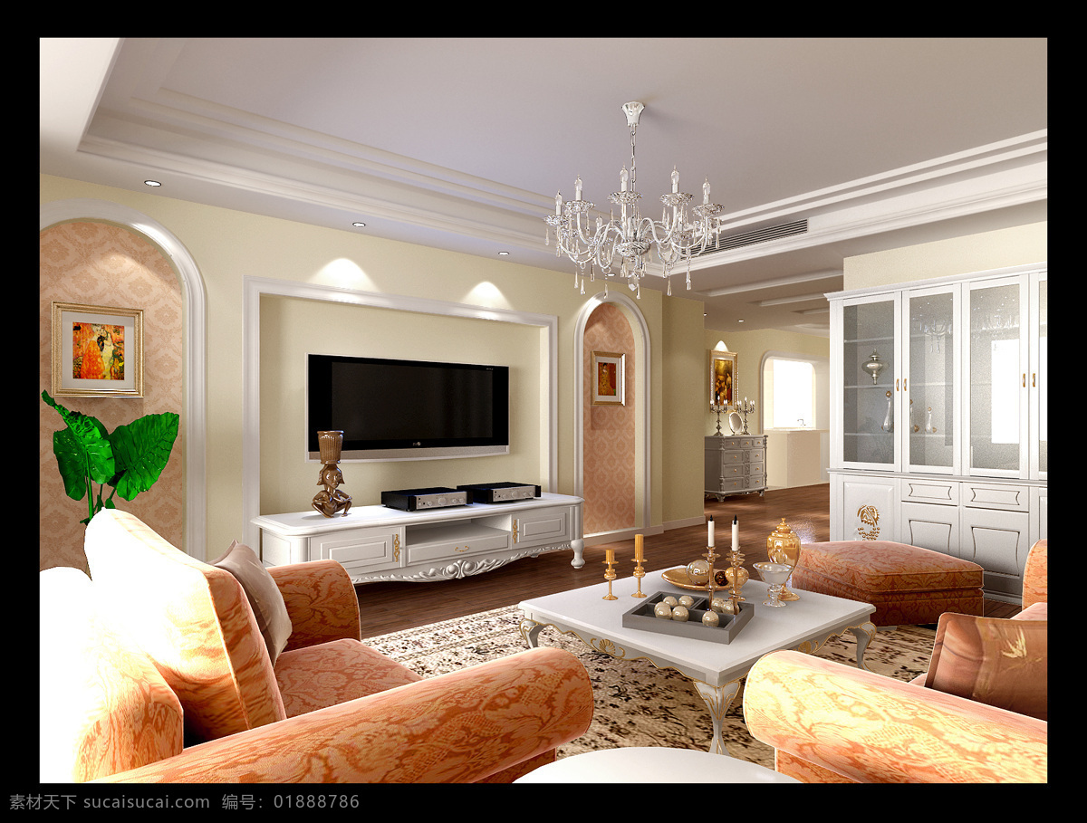 电视墙 环境设计 客厅 欧式 沙发 室内设计 效果图 设计素材 模板下载 装饰素材