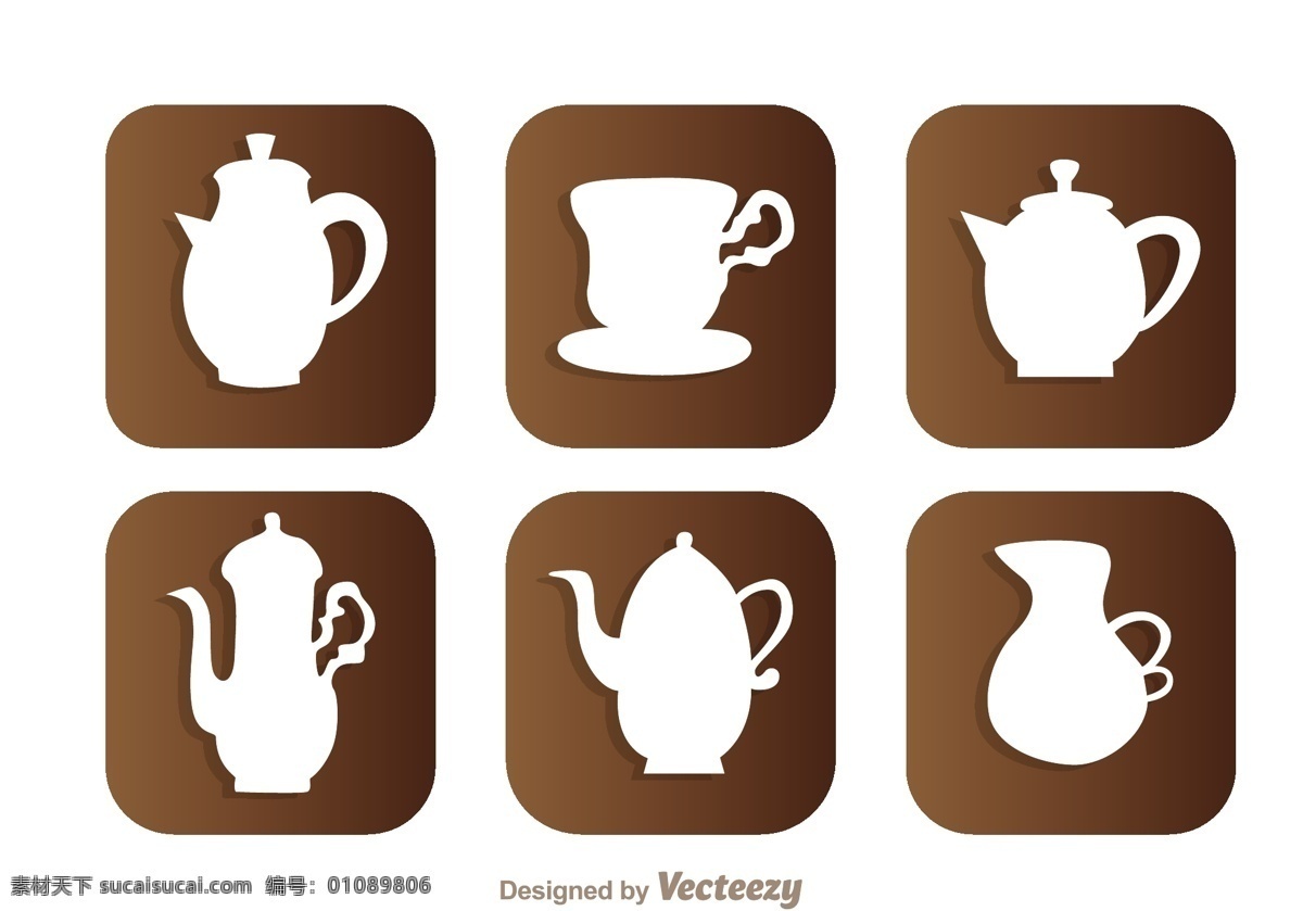 扁平茶壶素材 茶饮用具 下午茶 茶饮 茶 饮料 杯子 矢量素材 茶壶 手绘茶壶