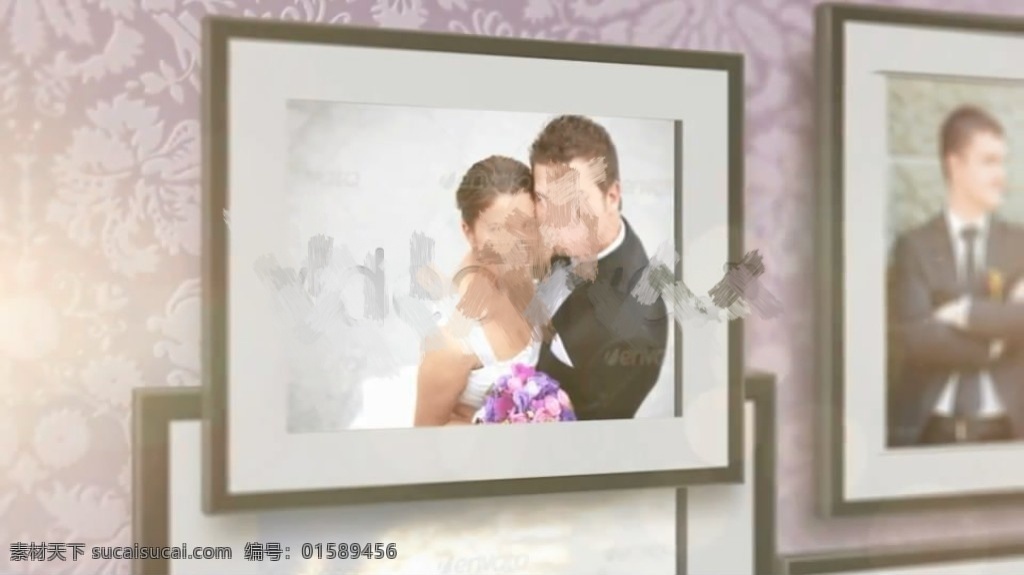 欧式 相框 浪漫婚礼 照片 墙 展示 浪漫 婚礼 视频模板 高清视频模板 会声会影模板