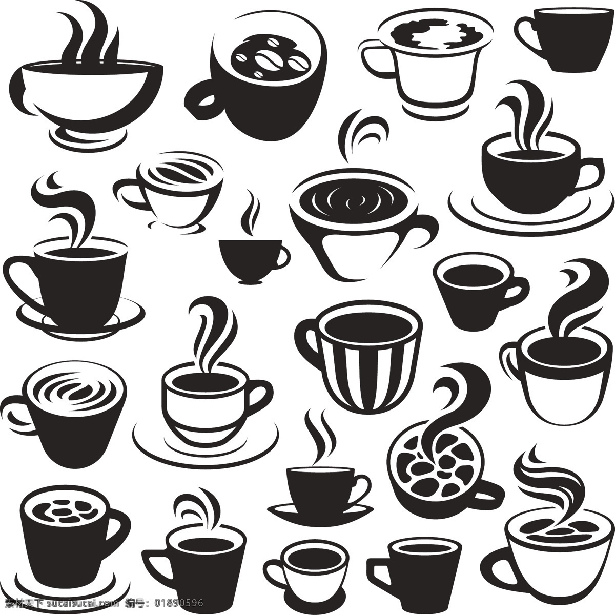 咖啡 手绘 咖啡厅 咖啡豆 coffee 饮料酒水 咖啡馆 矢量 生活百科 餐饮美食 标志图标 网页小图标 白色