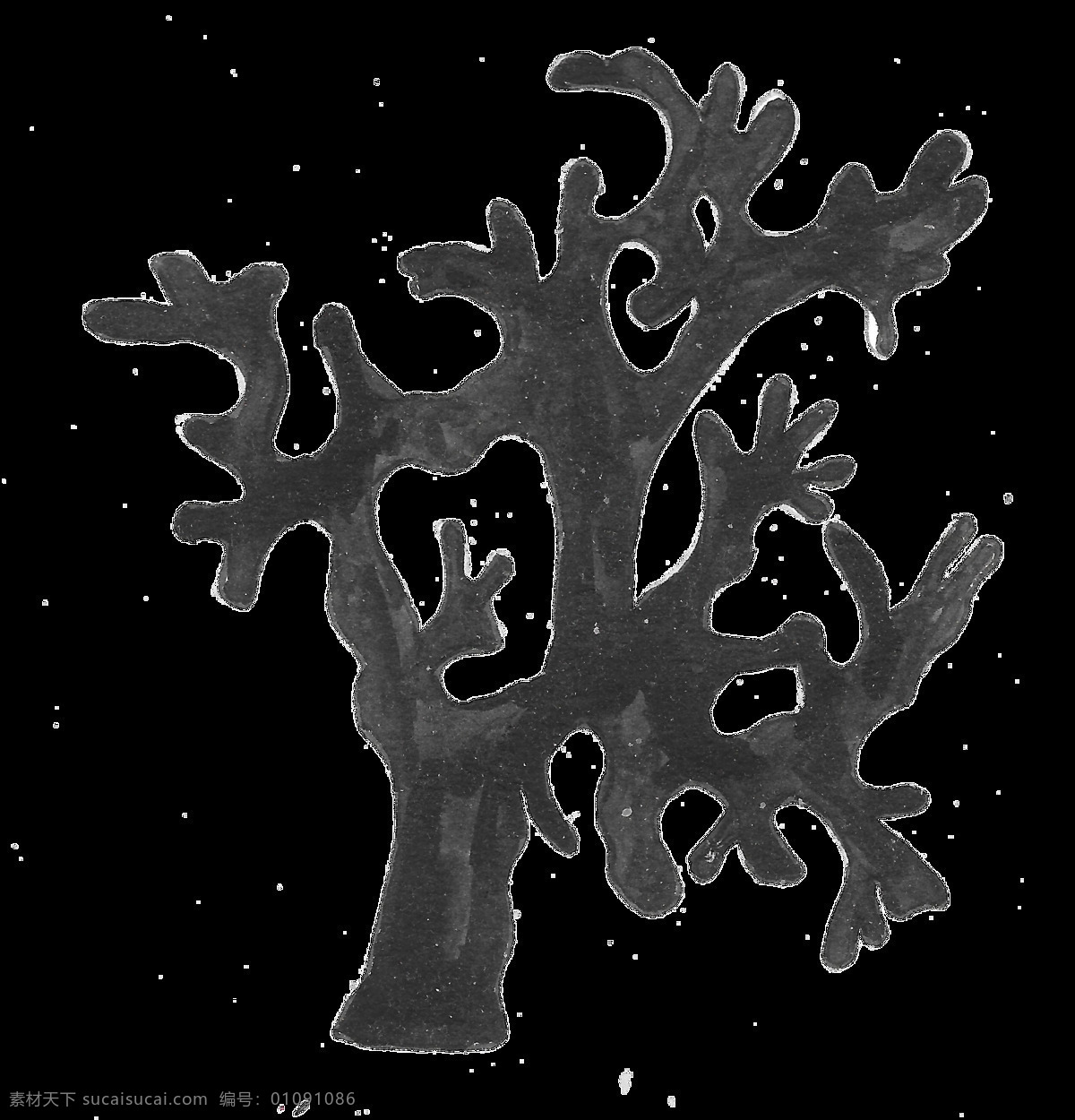黑色 干枯 树枝 卡通 透明 树木 抠图专用 装饰 设计素材