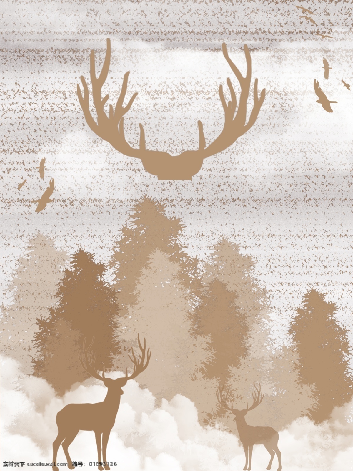 北欧 森林 麋鹿 装饰画 风格 森林鹿 北欧森林鹿
