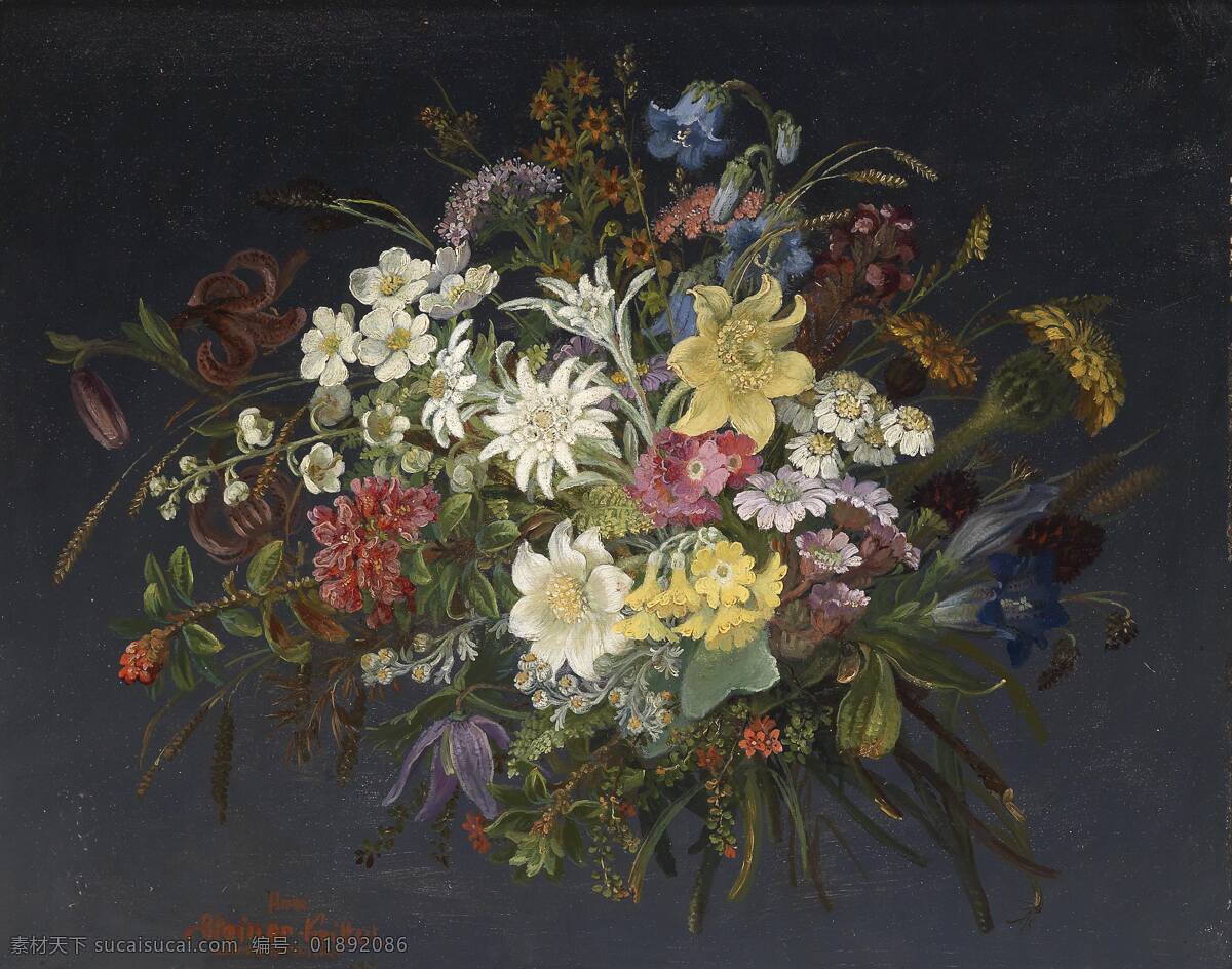 花圃 绘画书法 静物 文化艺术 油画 鲜花 设计素材 模板下载 静物鲜花 混搭鲜花 永恒之美 19世纪油画 家居装饰素材