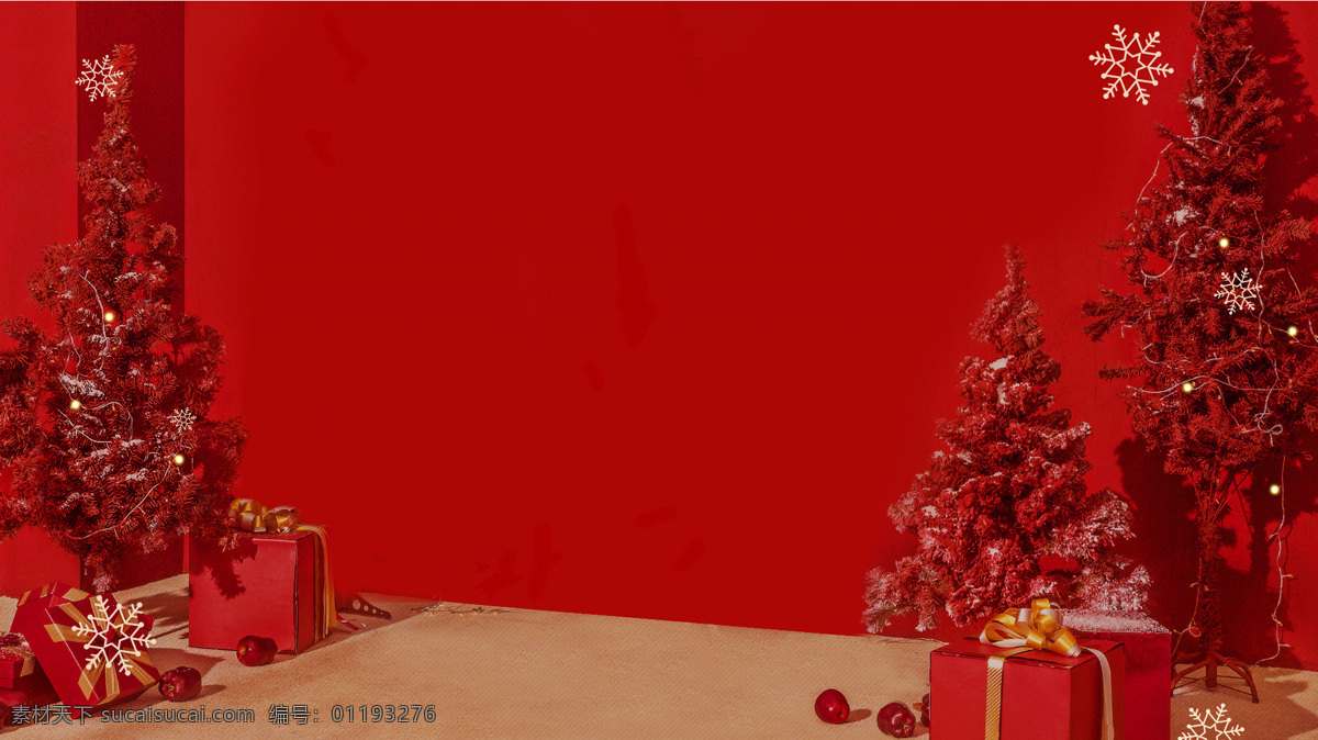圣诞 红 底 圣诞树 banner 背景 圣诞节 喜庆 节日 红色礼盒 墙壁 装饰