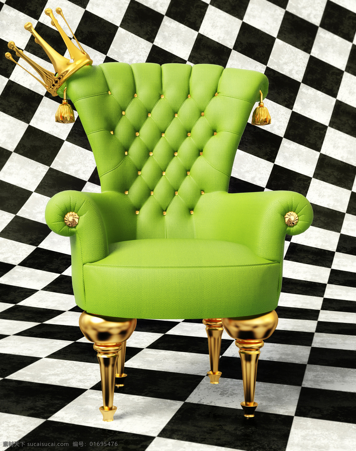 绿色 皇冠 欧式 椅子 欧式椅子 绿色椅子 高清图片 jpg图库 摄影图片 高档椅子 黑白地砖 家具电器 生活百科 黑色