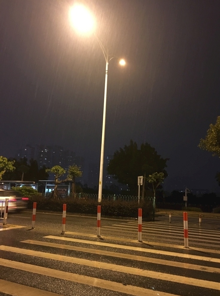 下雨天的夜晚 湿 下雨 斑马线 路灯 雨水 夜晚 夜色 车站 自然景观 建筑景观