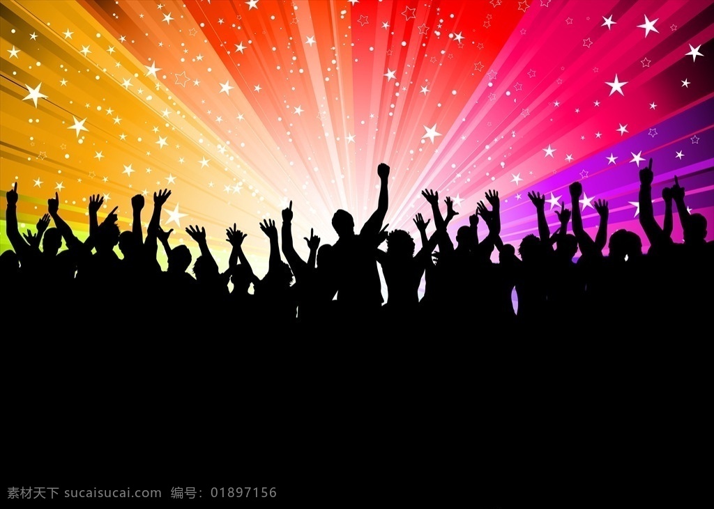 欢乐人群剪影 欢乐 欢快 人群 剪影 晚会 音乐 舞台 矢量 庆祝
