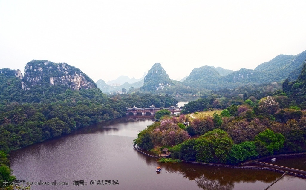 山水风景 广西柳州风景 柳州景点 大龙潭公园 桥 池水 河水 远山近景 山水 花草树木 绿色 山头 柳州大龙潭 旅游摄影 国内旅游