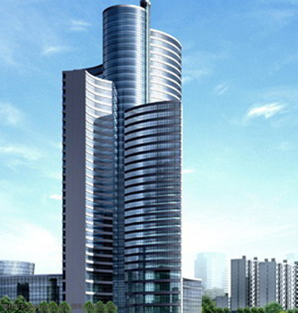 max 弧形 现代 摩天大楼 3d 模型 3d模型 白色