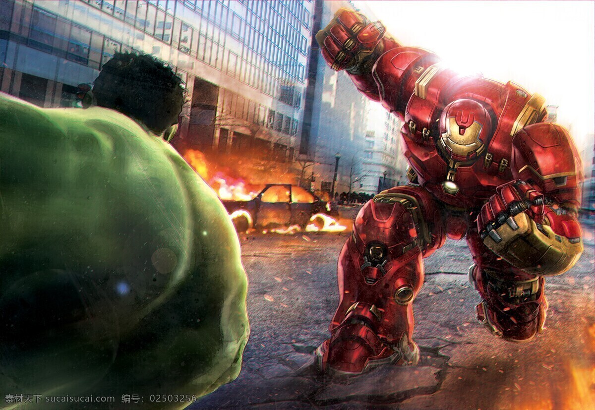 复仇者联盟 绿巨人 铁人 托尼 斯塔克 hulkbuster 奥创时代 布鲁斯 战斗 动漫动画 动漫人物