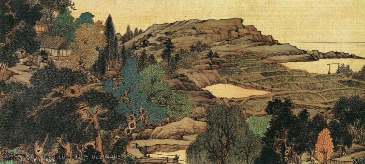 中国 名画 国画 山水 田野 中国名画 文化艺术