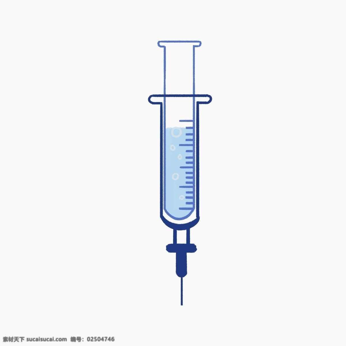 卡通 手绘 医疗器械 针筒 针管 设备 原创 元素 图案 可爱 医院 蓝色