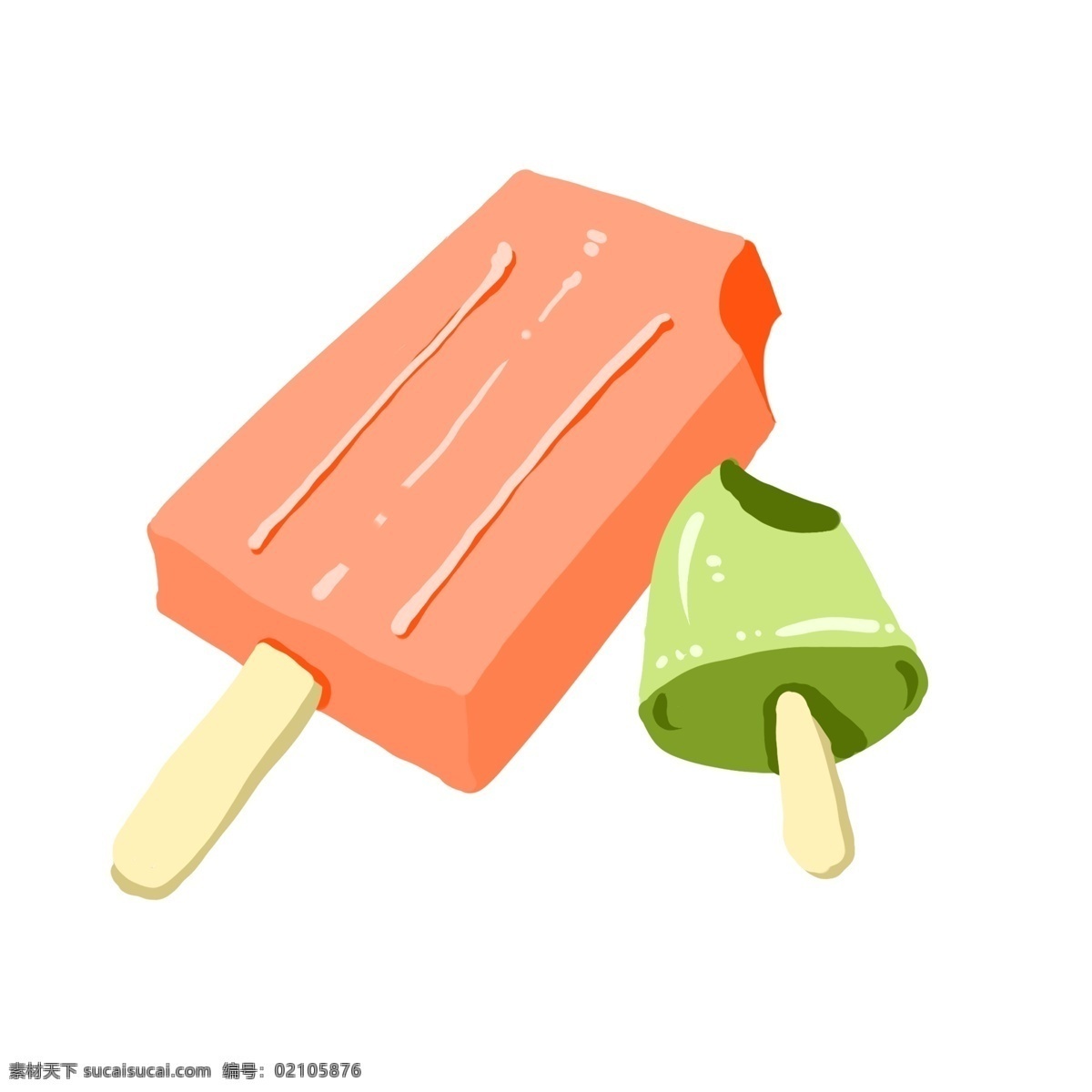 手绘 夏日 元素 冰棒 冰淇淋 食物 美食
