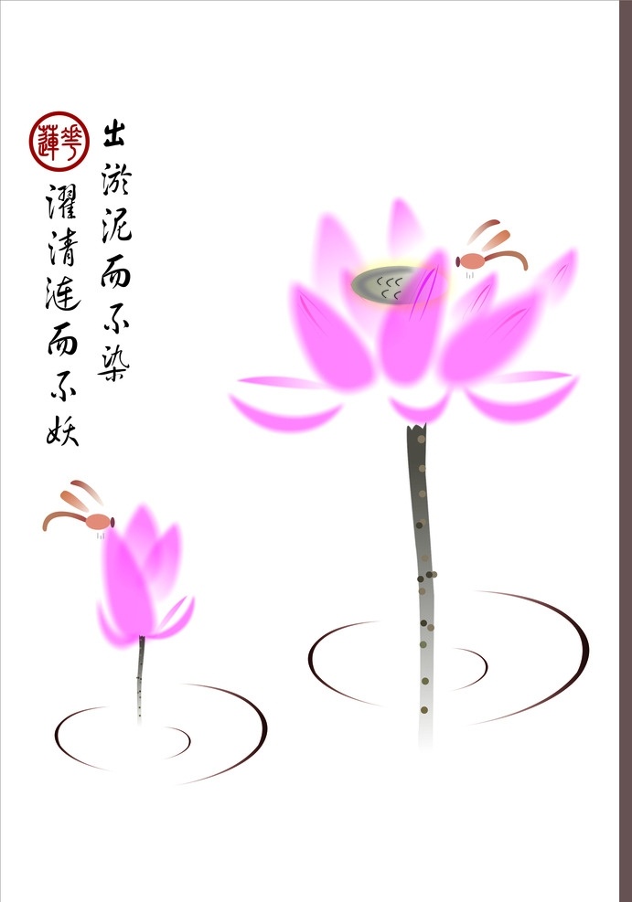 莲花 荷花 莲花矢量图 荷花矢量图 荷塘 蜻蜓 水芙蓉 藕 莲子 中通外直 古风 古典封面