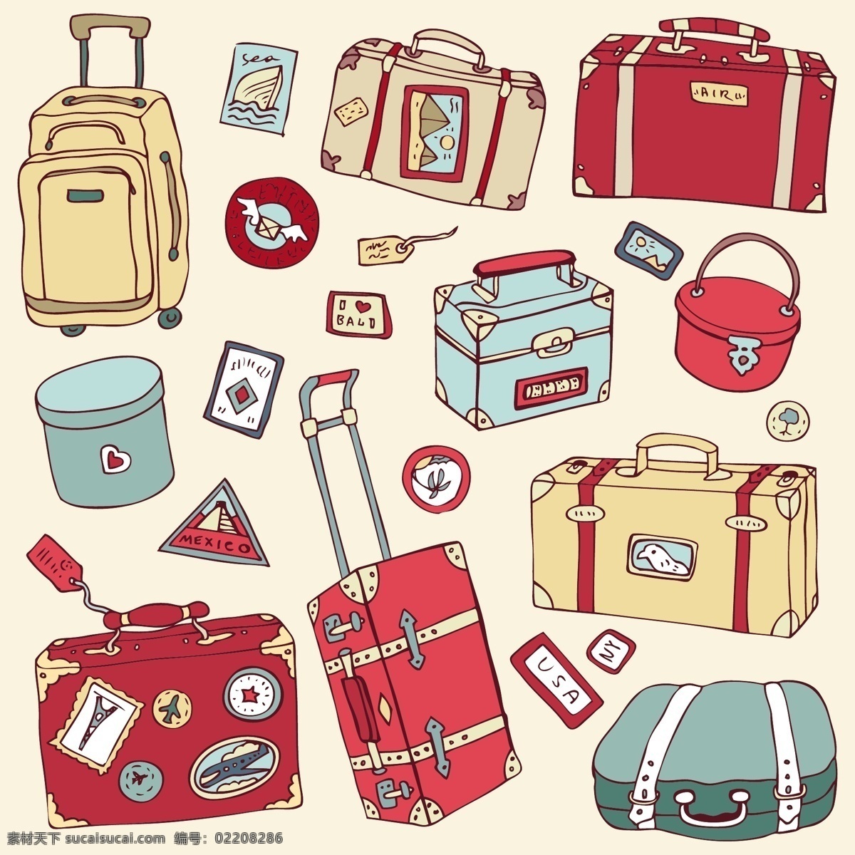 背包 出行 度假 旅行 旅行包 旅行箱 生活百科 生活用品 箱包 矢量 模板下载 行李 休闲 矢量图 日常生活