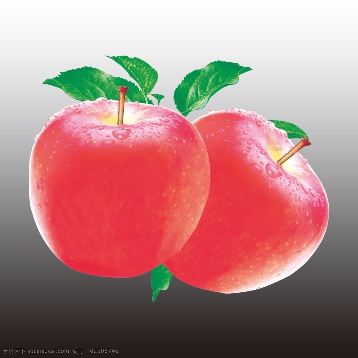 苹果 大红苹果 红富士 绿叶 分层文件 分层 源文件