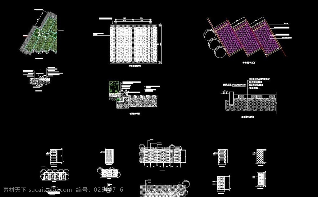 停车位 铺装 样式 cad 施工图 环境设计 施工图纸 dwg