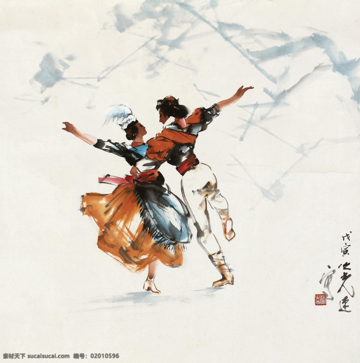 舞姿翩 歌声 亮 刺绣 室内装饰设计 异域风情 中国画 纸本设色 写意人物画 男女青年 载歌载舞 杨之光作品 工艺美术 平面广告 装饰设计 文化艺术