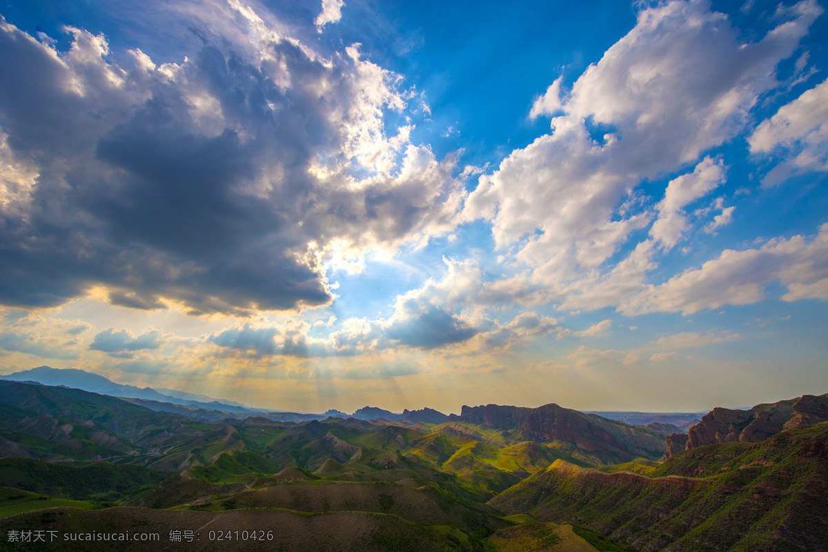 百里 丹霞 全景 图 百里丹霞 蓝天 白云 阳光 山川 草地 源文件 自然景观 自然风景