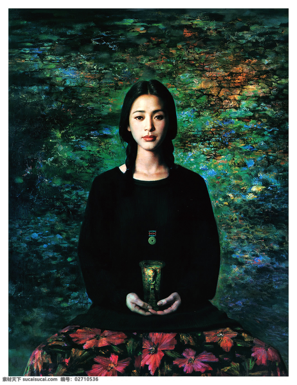 拿瓶子的少女 油画女人 抽象画 人物油画 女人油画 油画 人物画 人物肖像画 古典油画 文化艺术 绘画书法