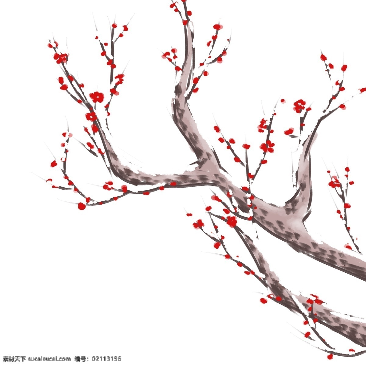 优美 中国 风 梅花 元素 中国风 古典 树枝 插画 冬季 古风 红梅 积雪 冬梅 psd设计 装饰设计