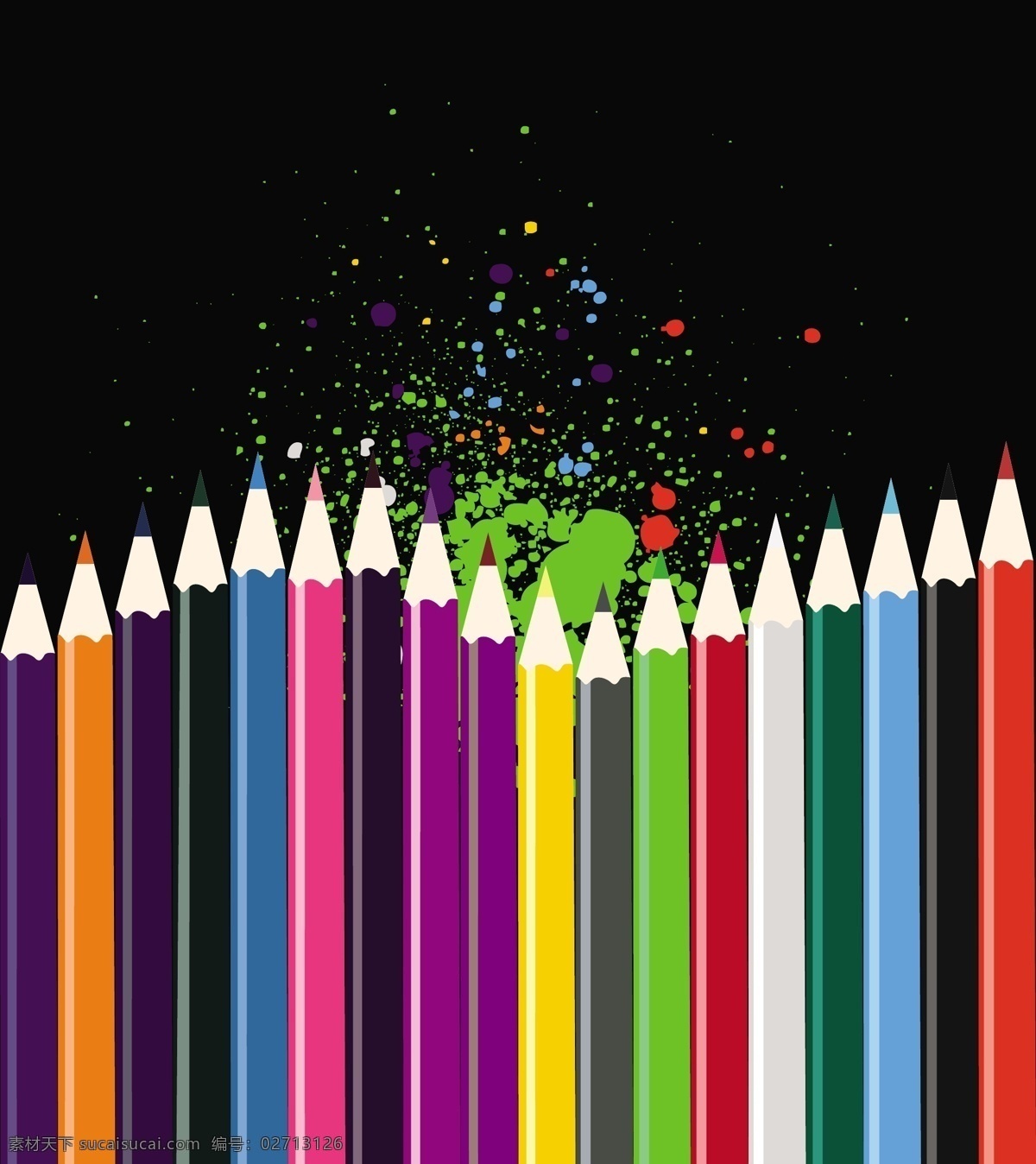 矢量 彩色 铅笔 排列 彩色铅笔 色彩 矢量素材 颜色 矢量图