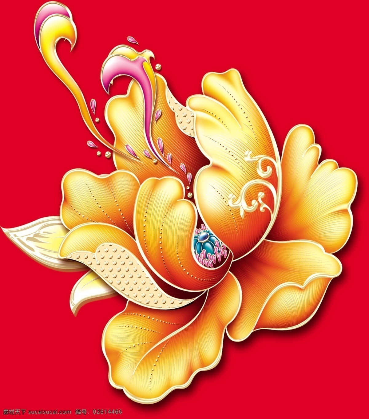 牡丹花 中国元素 中国风 月饼包装 月饼花纹
