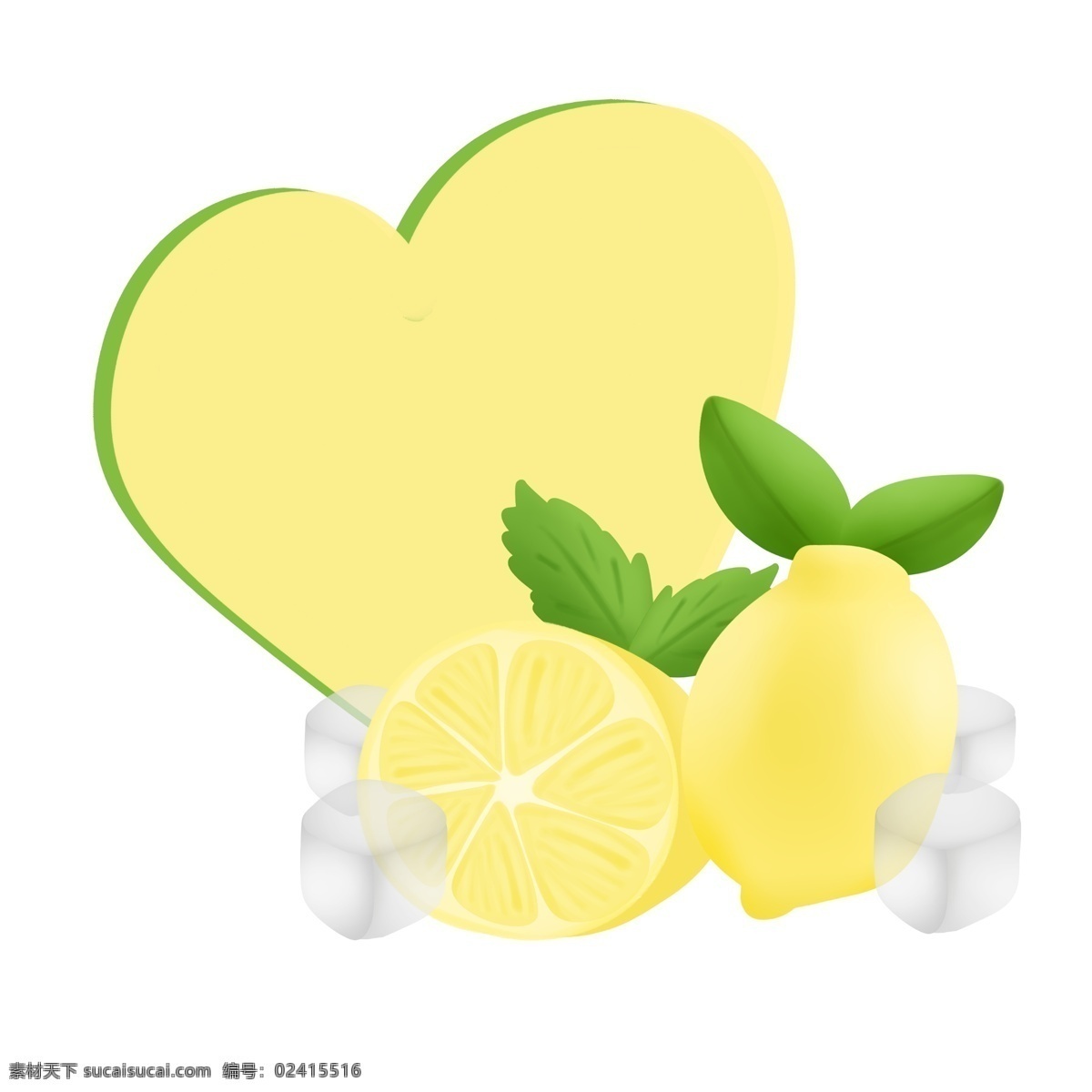 冰块 柠檬 爱心 装饰 夏天 薄荷叶