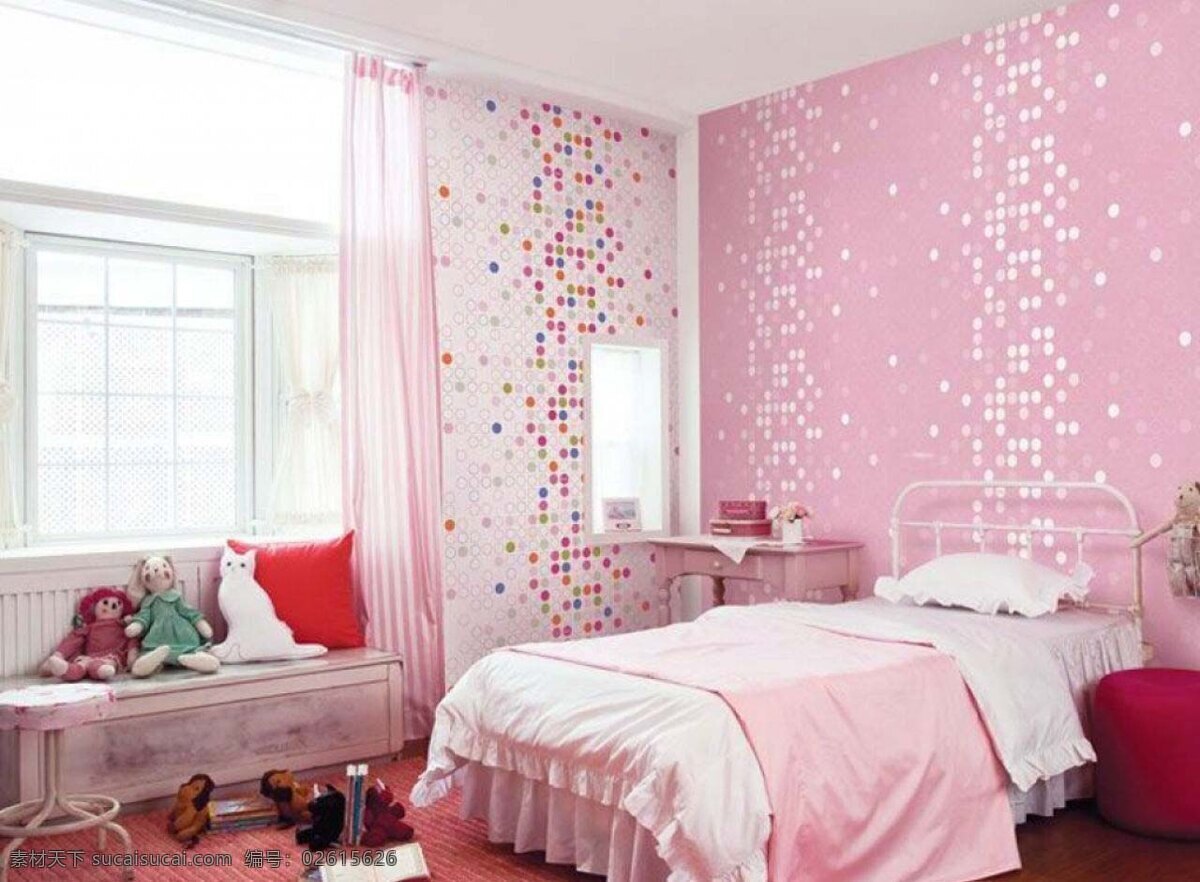 粉色 可爱 卧室 室内 家居装饰素材 室内设计