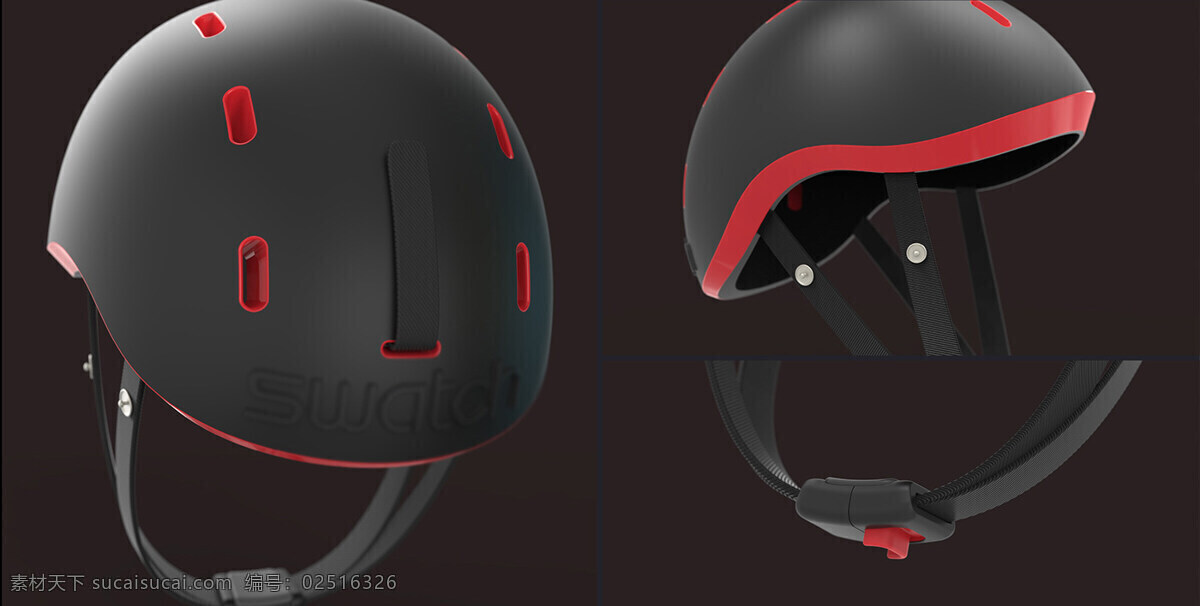 产品设计 概念设计 黑色 红色 护具 头盔 运动 保护 头部 产品