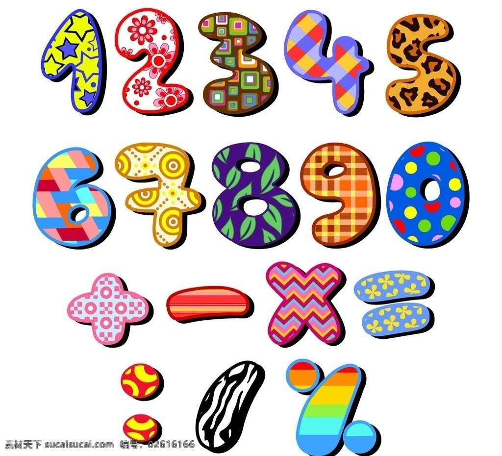 卡通数字 卡通 数字 文字 立体 矢量 儿童 卡通设计