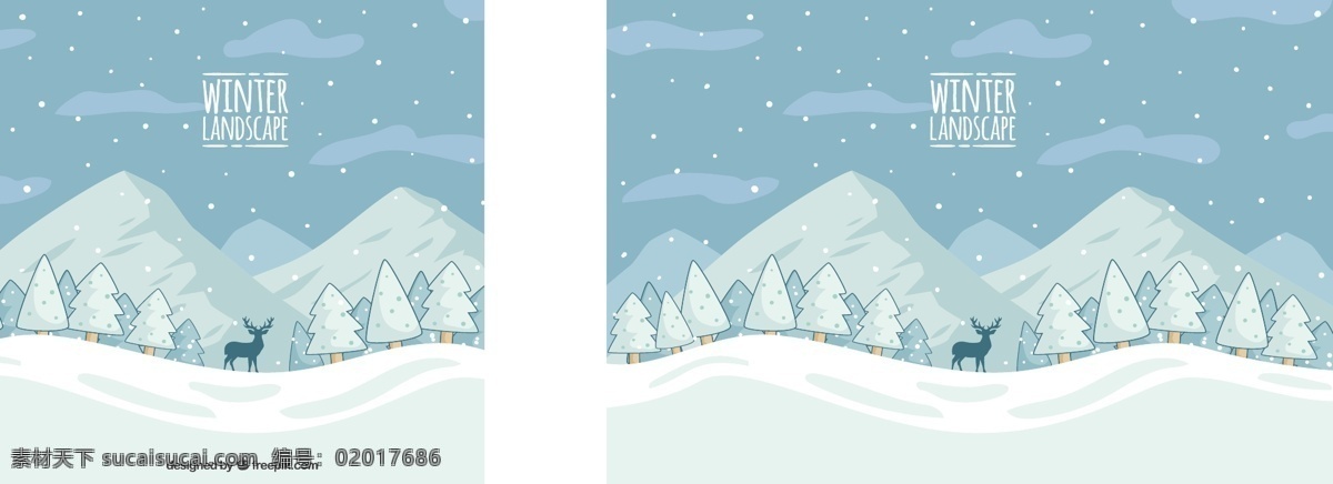 手绘 山地 冰雪 景观 背景 手 自然 雪 冬天 绘画 驯鹿 山 冷 自然背景 冬天背景 雪背景 画 季节 十二月 素描