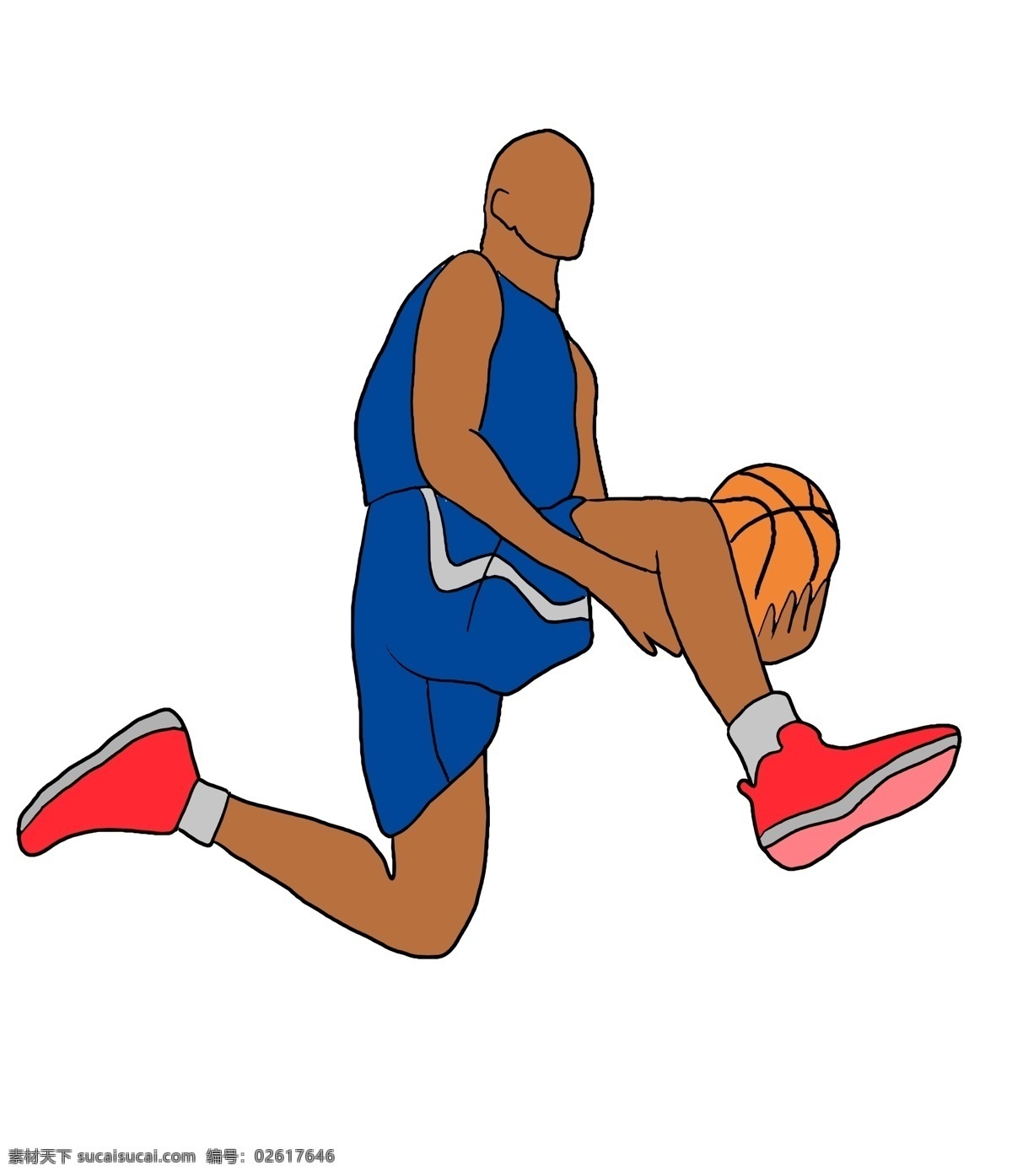 篮球 运动 跨栏 插画 打球的黑人 健身插画 云朵插画 篮球插画 中国篮球 卡通插画 红色的鞋子