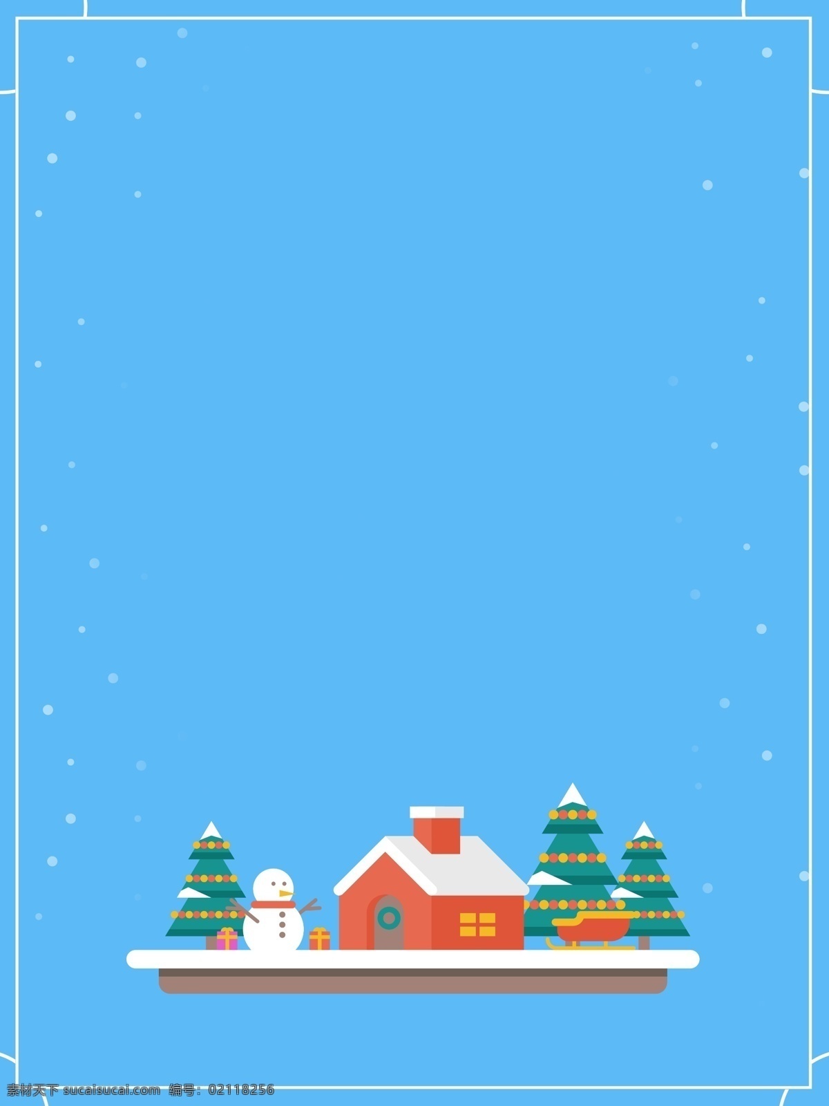蓝色 冬季 卡通 雪人 房子 背景 图 雪地 树林 蓝色背景 边框 广告背景 雪屋 下雪 psd背景 冬季剃度 冬天素材 暖冬背景