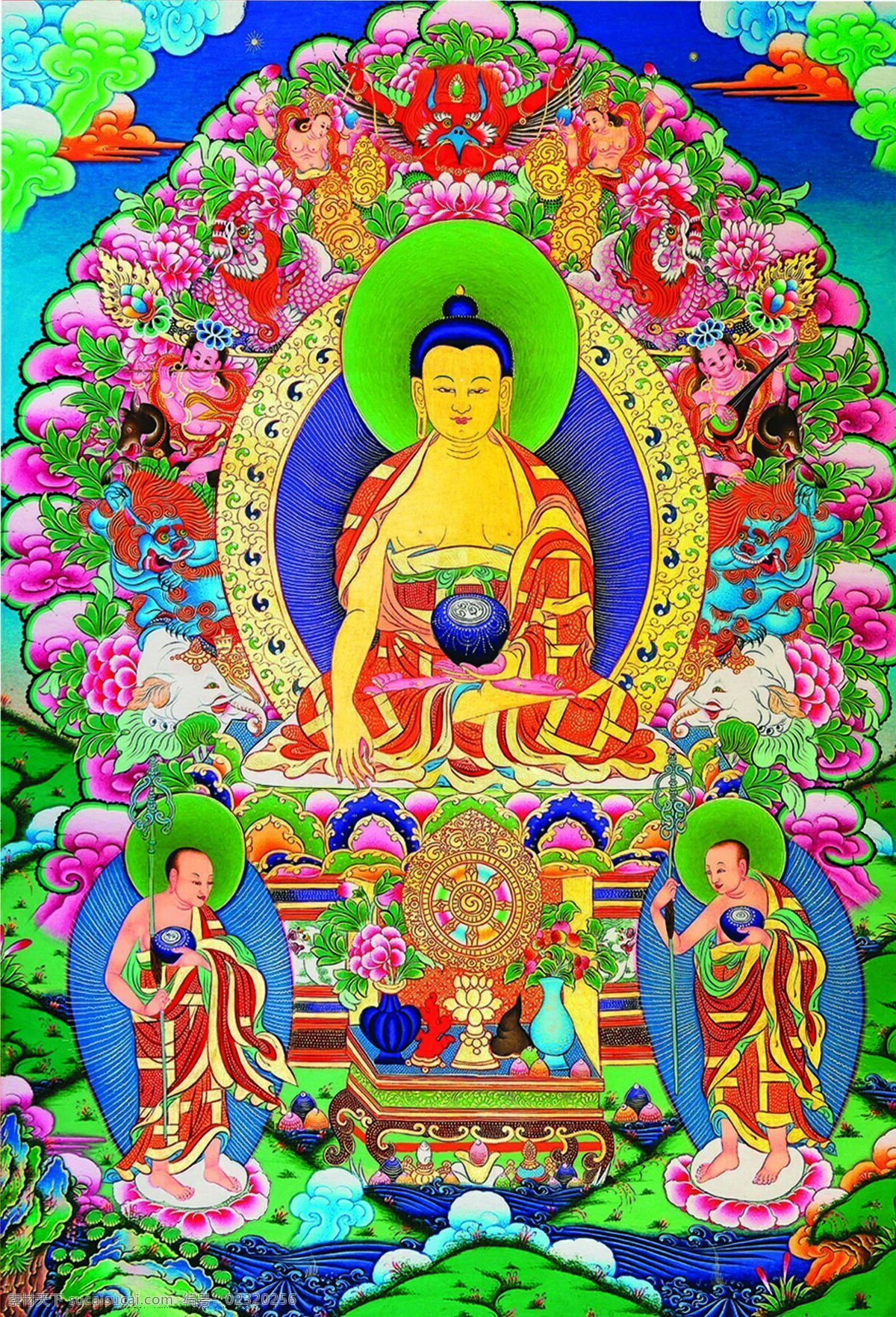 藏传佛教 唐卡 释 加 牟尼 释加牟尼 文化艺术 宗教信仰 设计图库 200