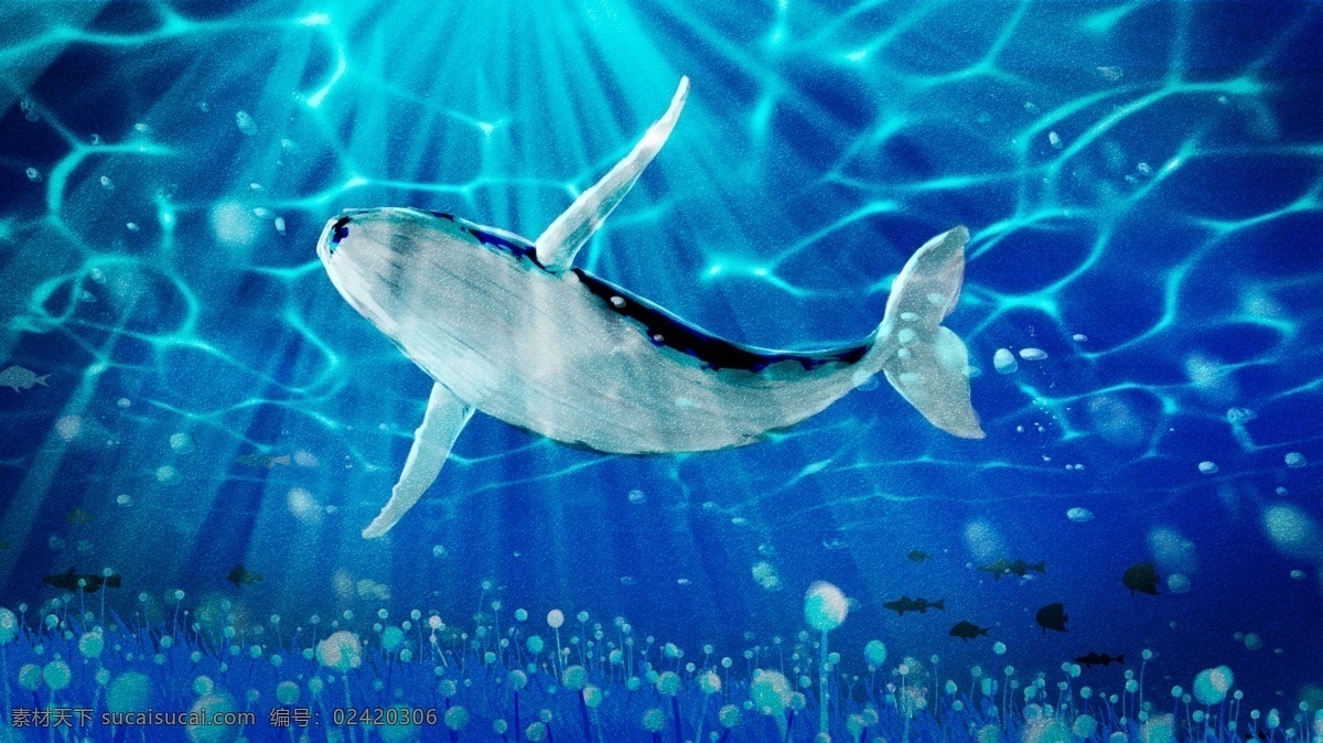 唯美 大海 鲸 治愈 系 鲸鱼 海洋 插画 治愈系 大海与鲸