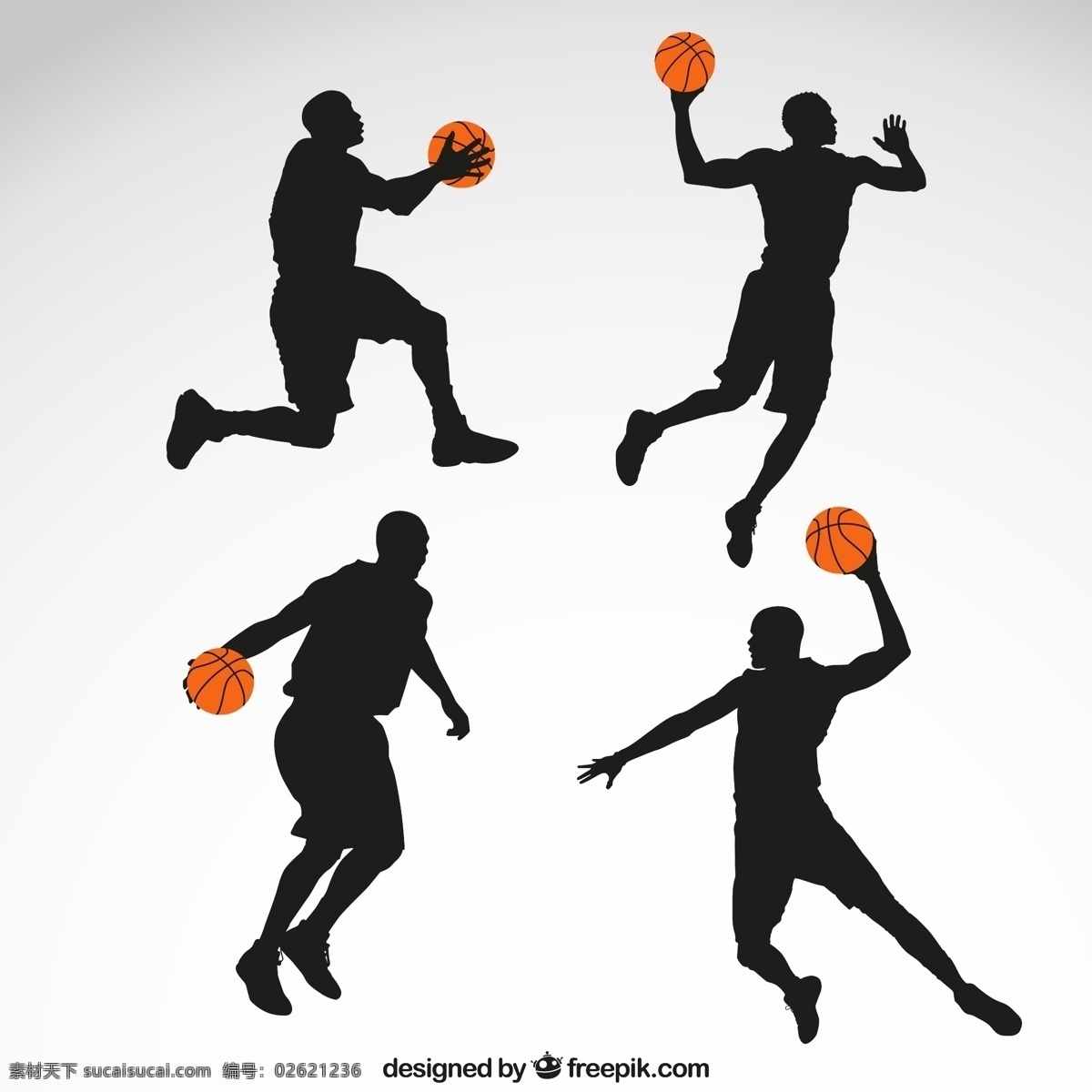 款 篮球 剪影 矢量 人 人物 运动 4款篮球 打篮球剪影