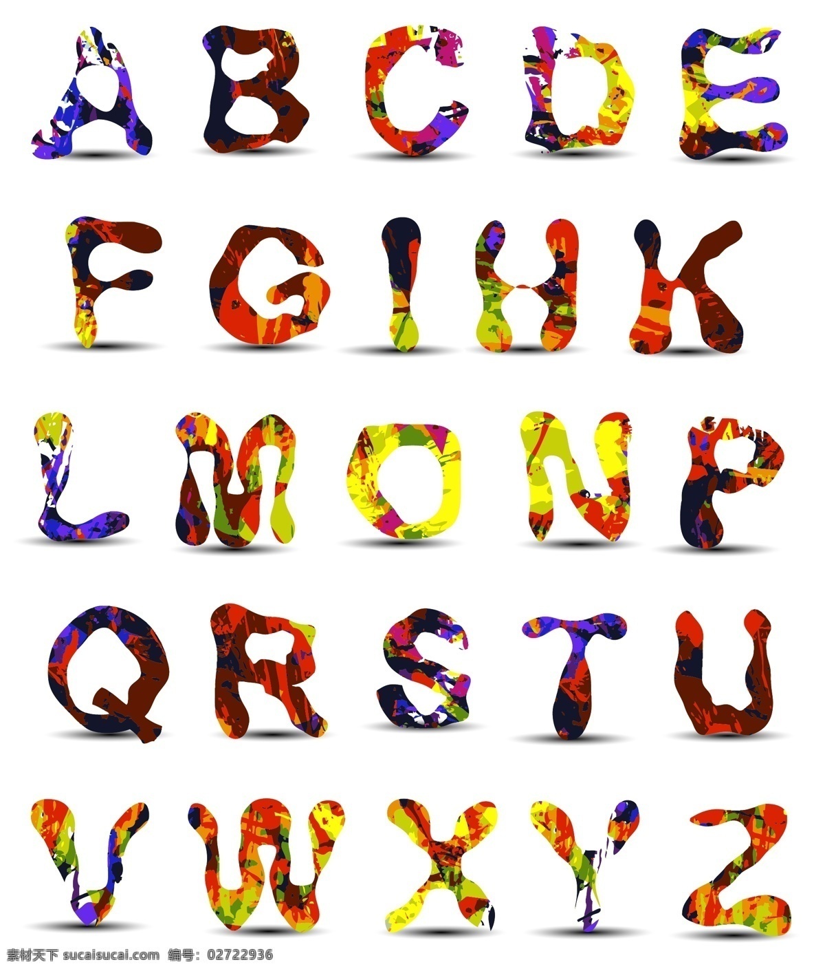 颜料 效果 字母 字体 矢量 线条 绚丽 英文 多样 矢量图 其他矢量图