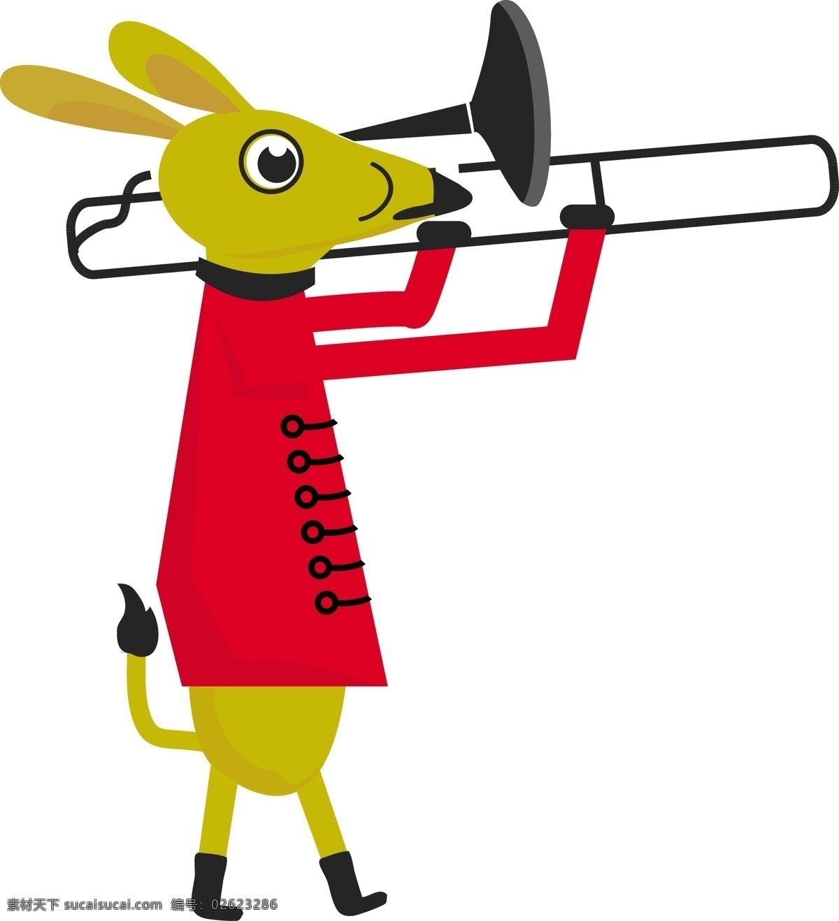 矢量 扁平 正在 吹 长号 袋鼠 免 抠 矢量扁平 儿童画 可爱动物 幼儿园 墙绘 吹号 入场仪式 运动会 演奏乐器 音乐教育 音乐教室 简单动物