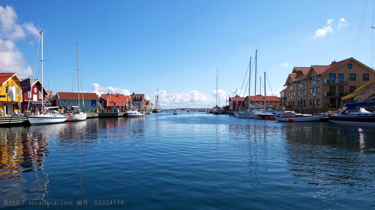 瑞典风光 瑞典 欧洲 小镇 河 房屋 建筑 蓝天 白云 旅游 国外旅游 旅游摄影