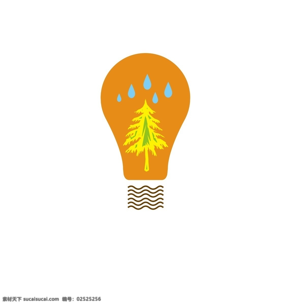 树木 灯泡 装饰 插画 树木灯泡 黄色的灯泡 漂亮的灯泡 创意灯泡 立体灯泡 精美灯泡 卡通灯泡