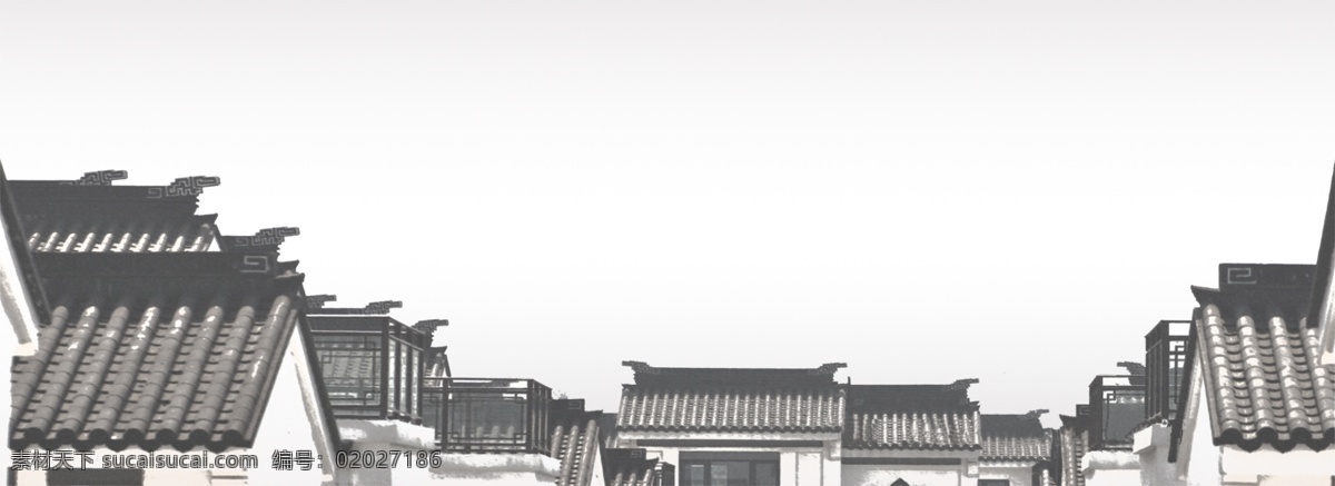 中国 风 水墨 房顶 banner 背景 中国风 瓦房 淘宝背景 背景图 海报背景