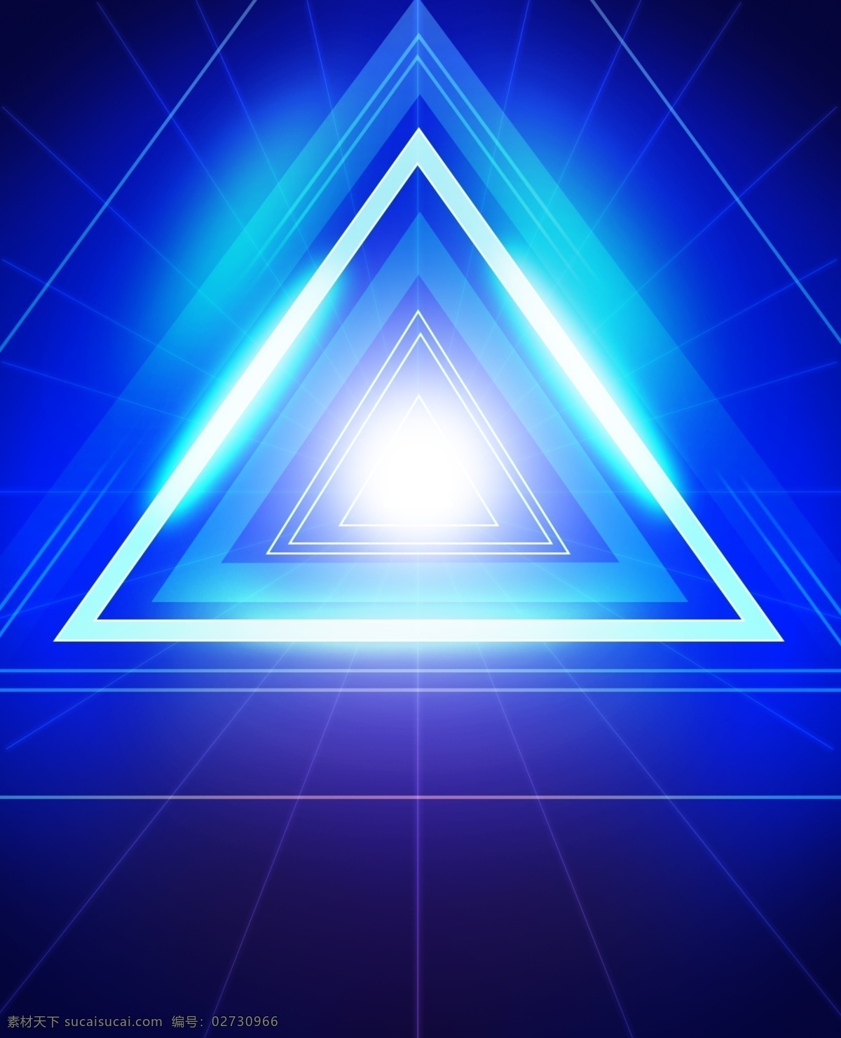 三角形透视图 三角形 放射线 光晕 发光 蓝色 分层 源文件