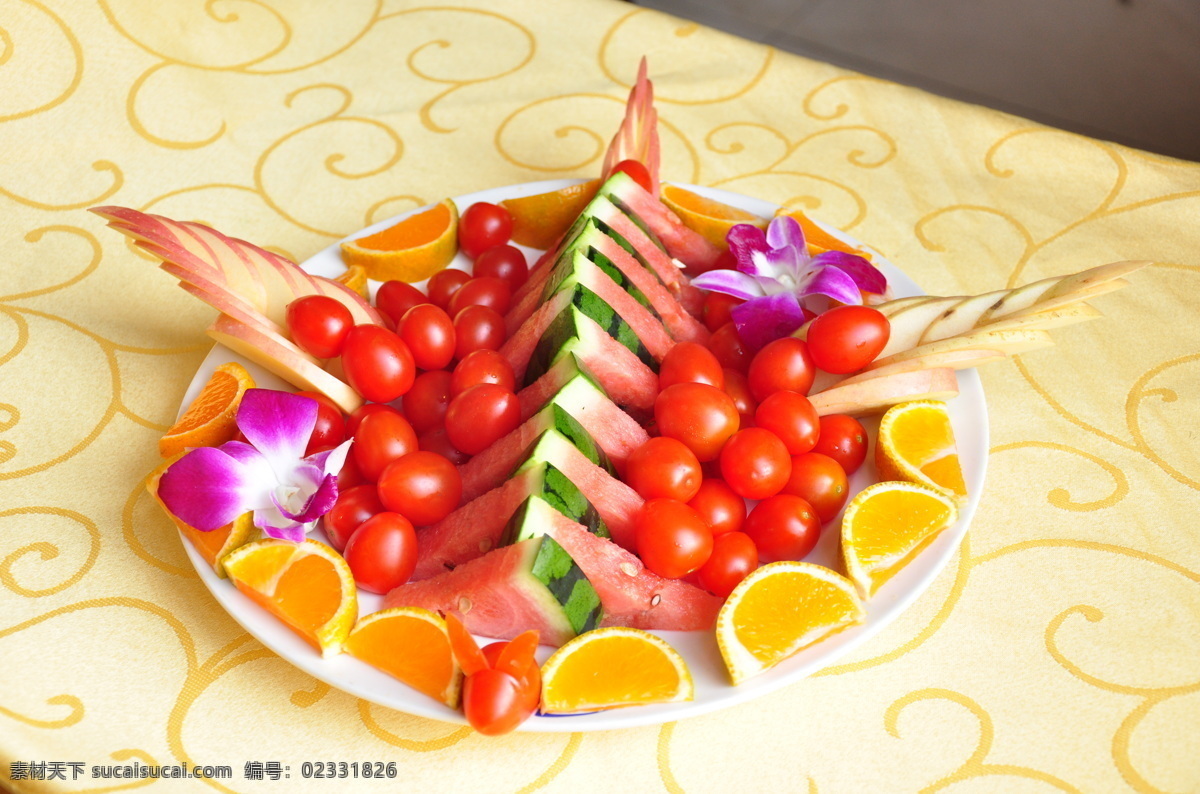 精美果盘 果盘 西瓜 小西红柿 圣女果 橙子 意仟艺 精美菜品摄影 传统美食 餐饮美食