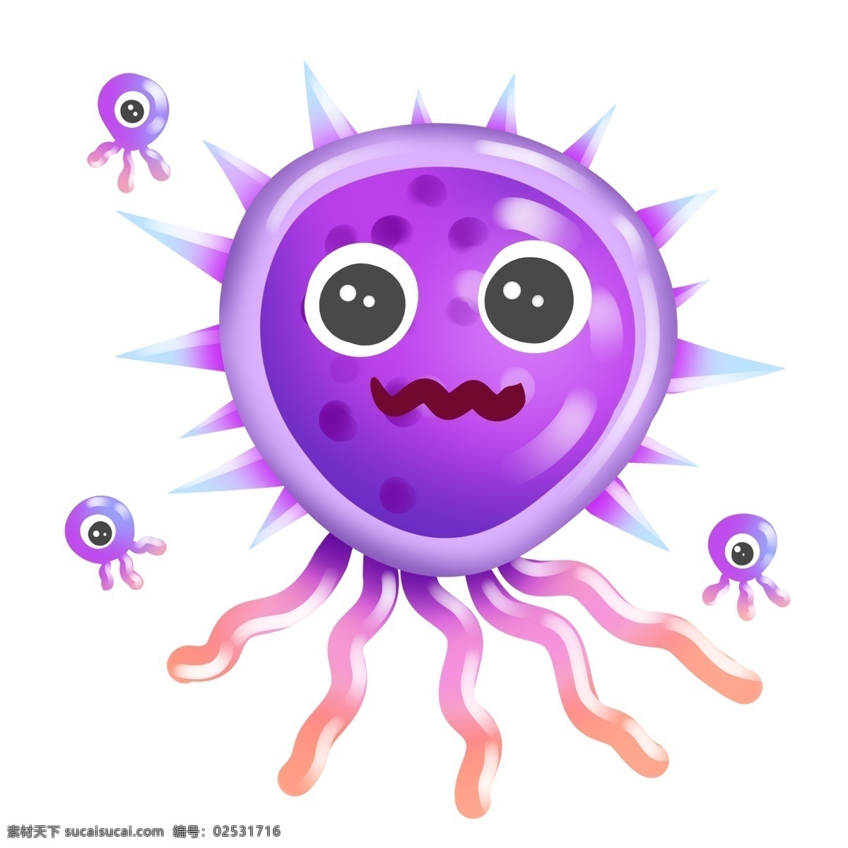 卡通 紫色 细菌 插画 紫色的细菌 病毒 医学 科学 血清 葡萄球菌 链球菌 细胞生物学 感染 病菌 生病