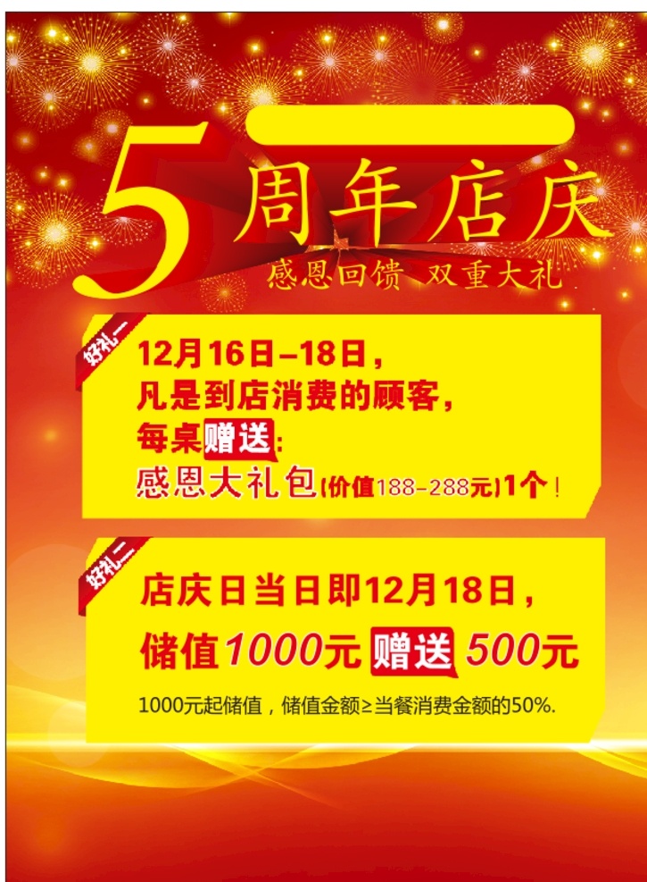 五周年店庆 店庆海报 店庆展架 店庆展板 五周年海报