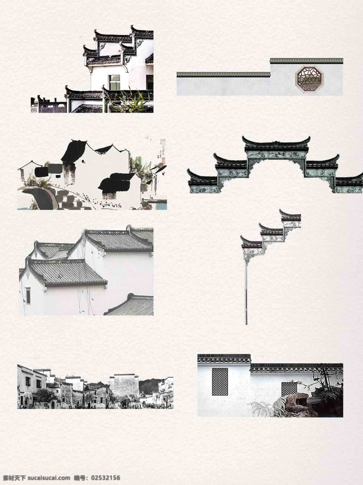 江南 水乡 徽派 建筑 江南水乡 徽派建筑图案 中国江南水乡 徽派建筑 街道 墙面 装饰图案 分层